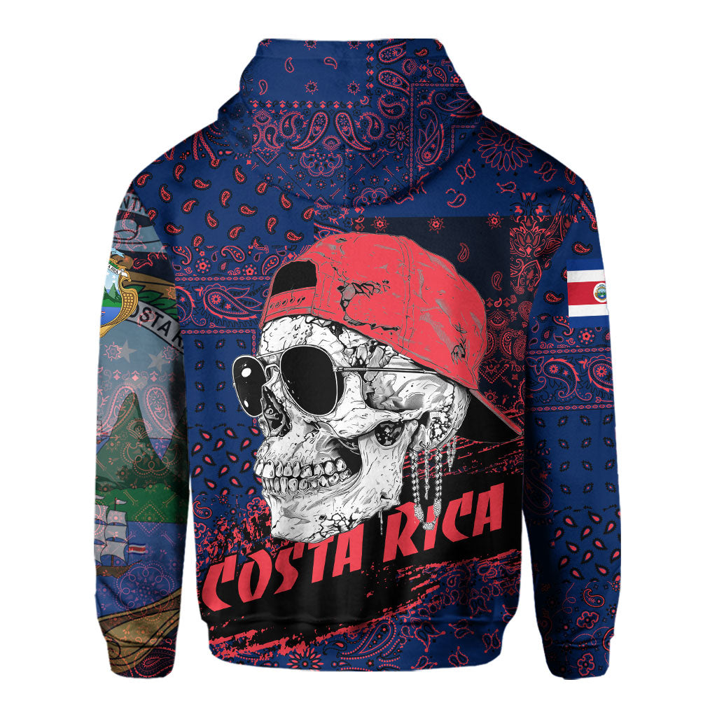 Costa Rica Hoodie Paisley Flag And Skull Style 3