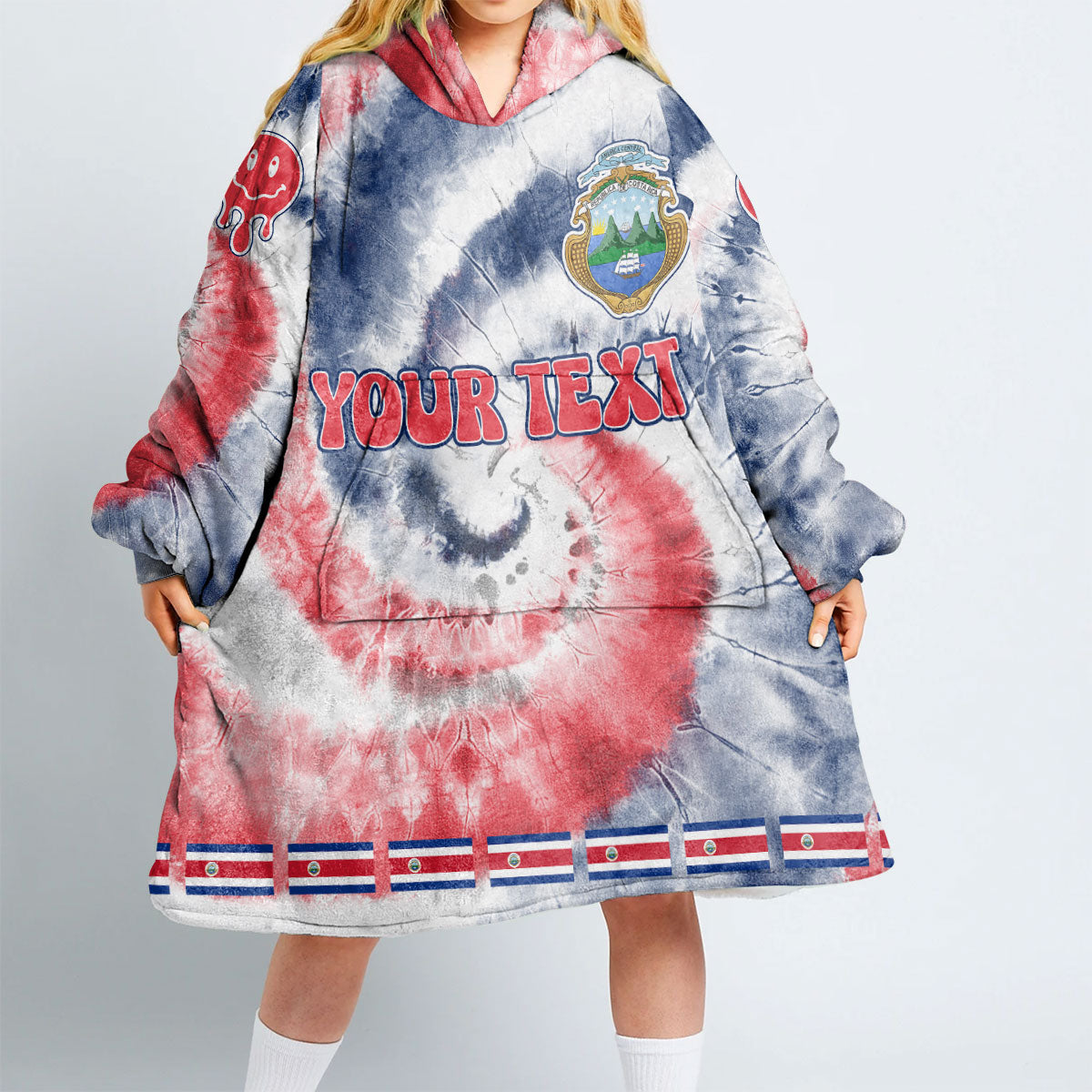 Costa Rica Hoodie Blanket Custom Tie Dye Style 2