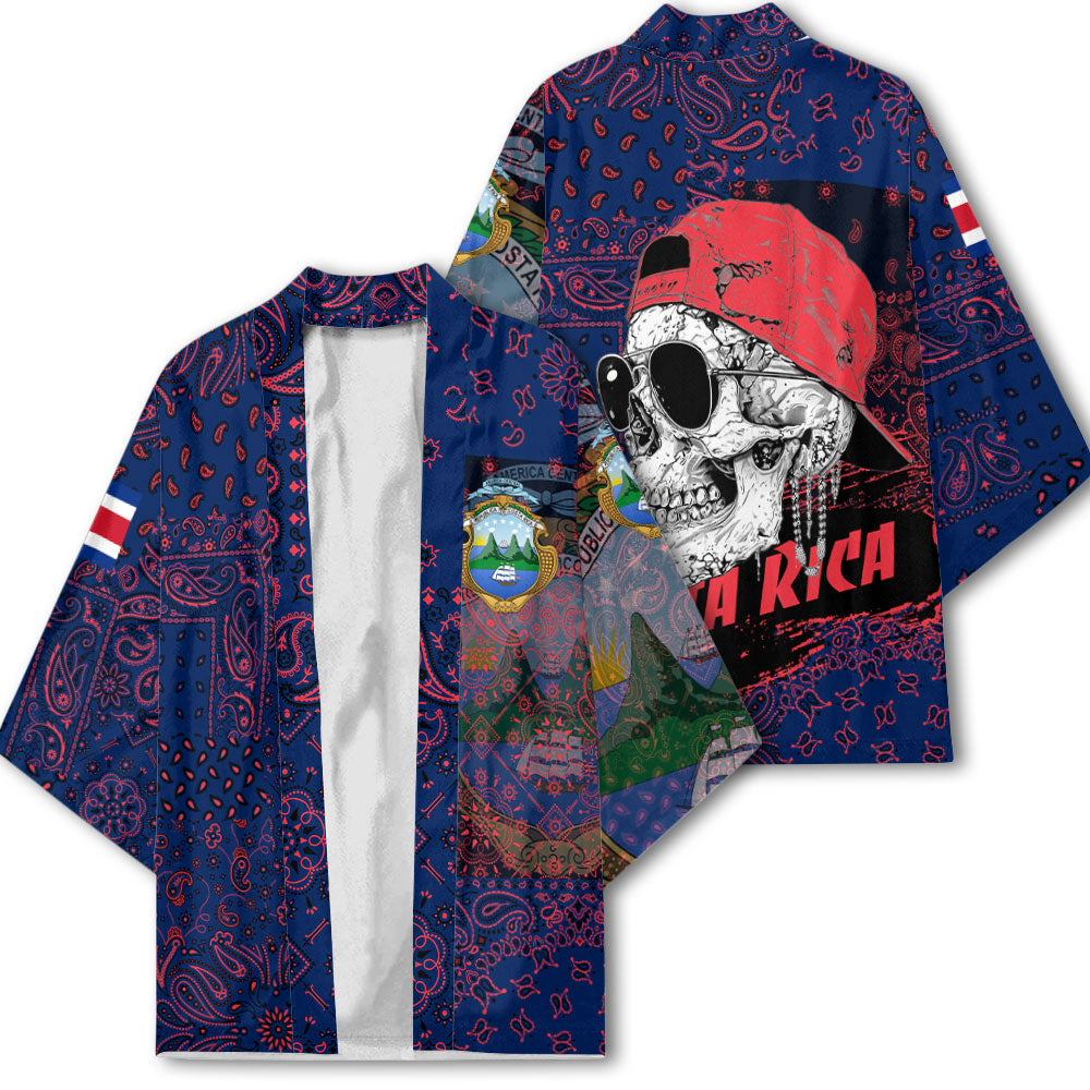 Costa Rica Kimono Paisley Flag And Skull Style 2