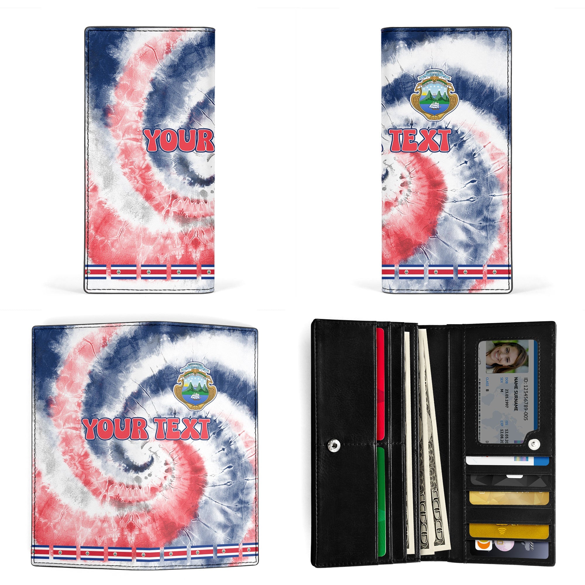 Costa Rica Leather Wallet Custom Tie Dye Style 3