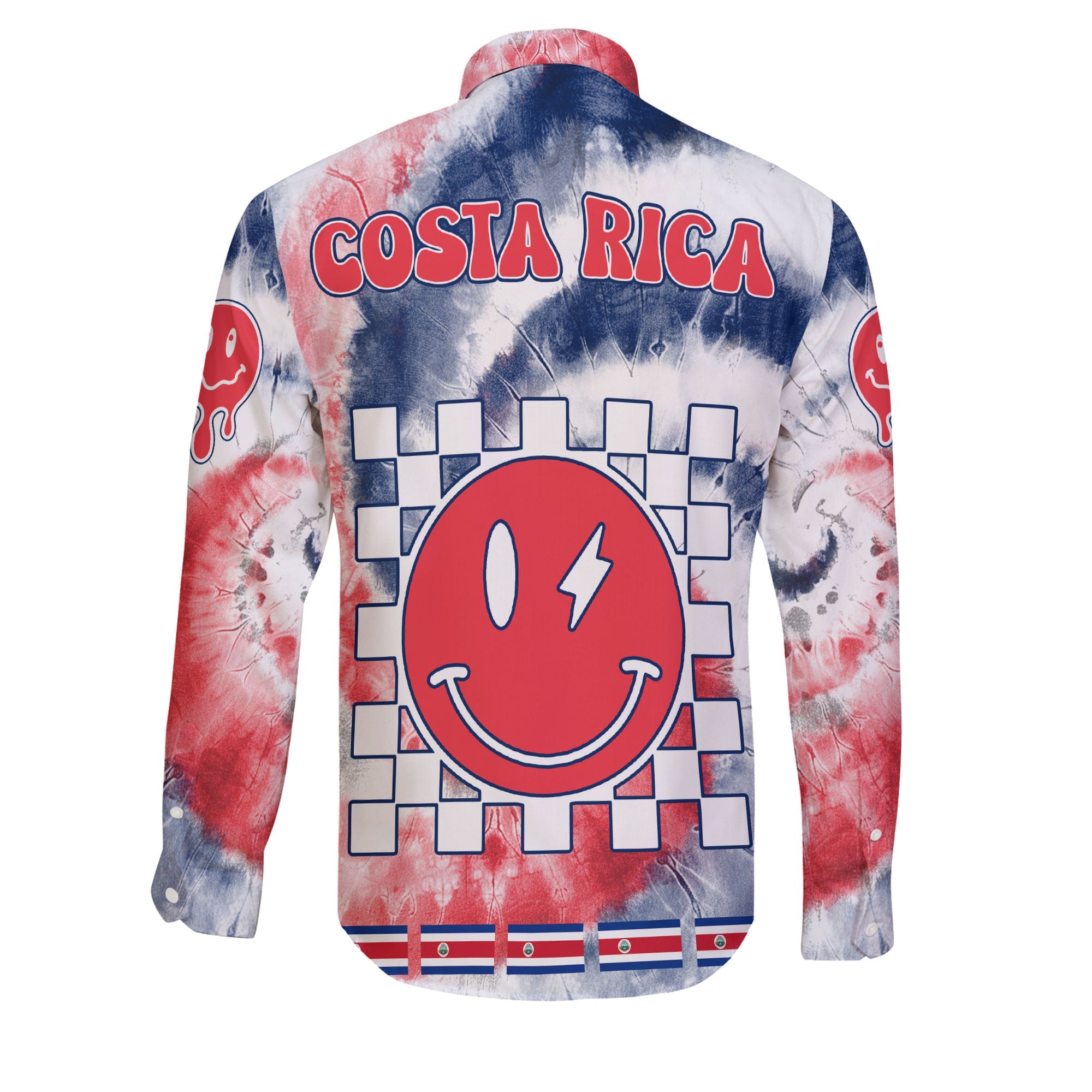 Costa Rica Long Sleeve Button Shirt Custom Tie Dye Style 2