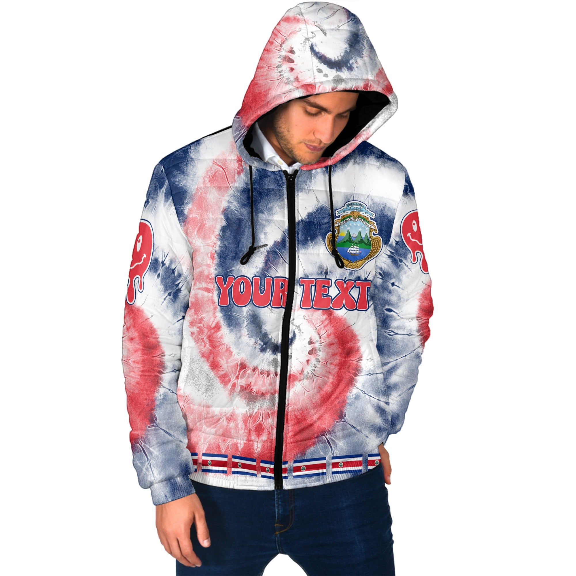 Costa Rica Men Hooded Padded Jacket Custom Tie Dye Style 2