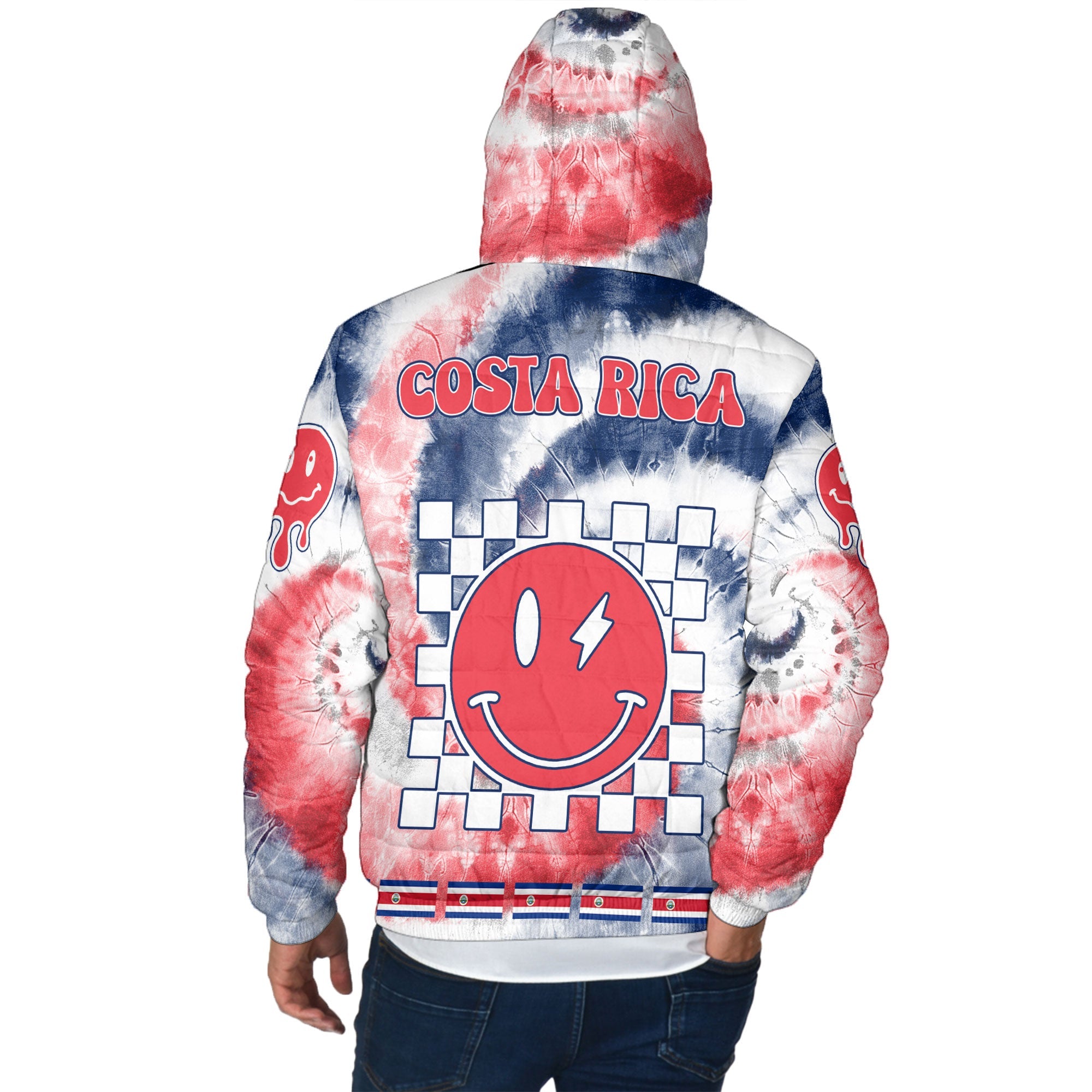 Costa Rica Men Hooded Padded Jacket Custom Tie Dye Style 3