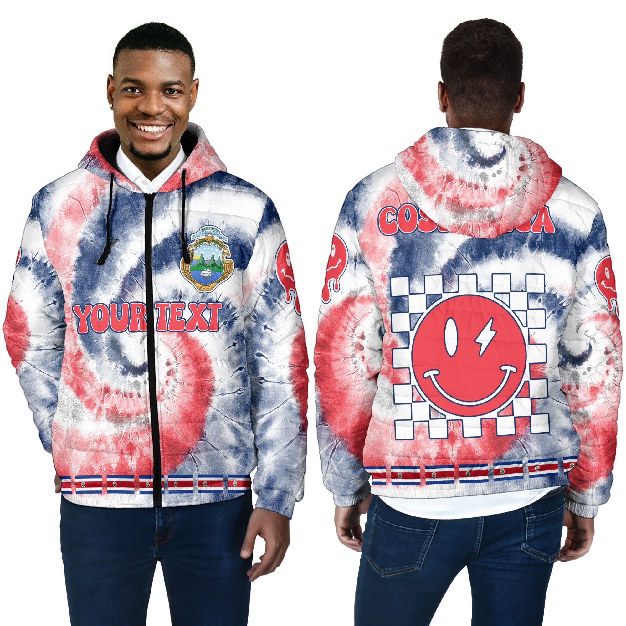 Costa Rica Men Hooded Padded Jacket Custom Tie Dye Style 4