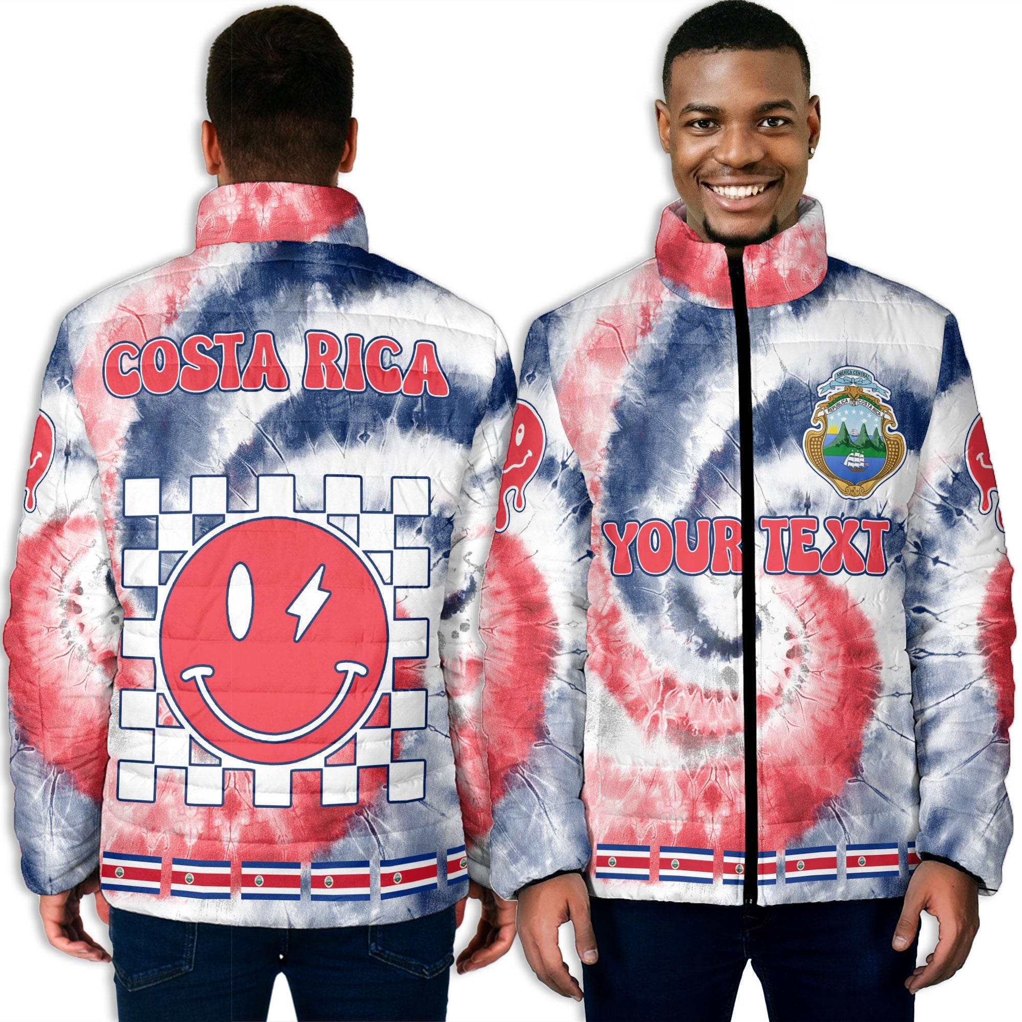 Costa Rica Men Padded Jacket Custom Tie Dye Style 3