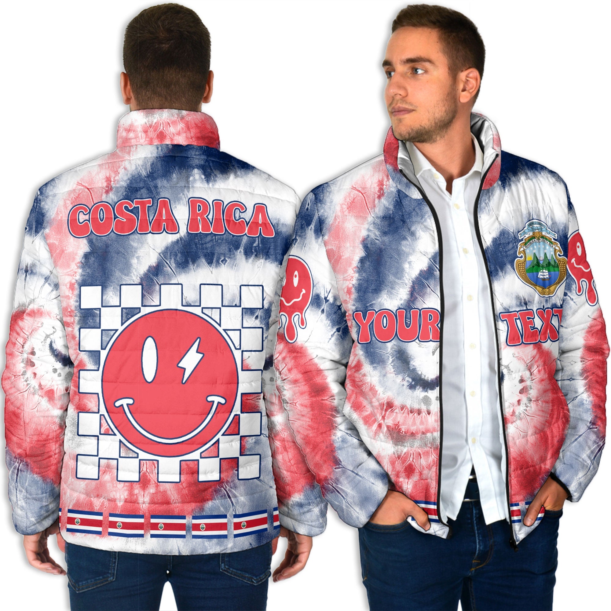 Costa Rica Men Padded Jacket Custom Tie Dye Style 4