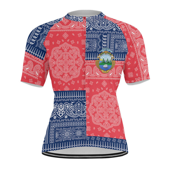 Costa Rica Men Cycling Jersey Flag And Paisley Basic Style 1