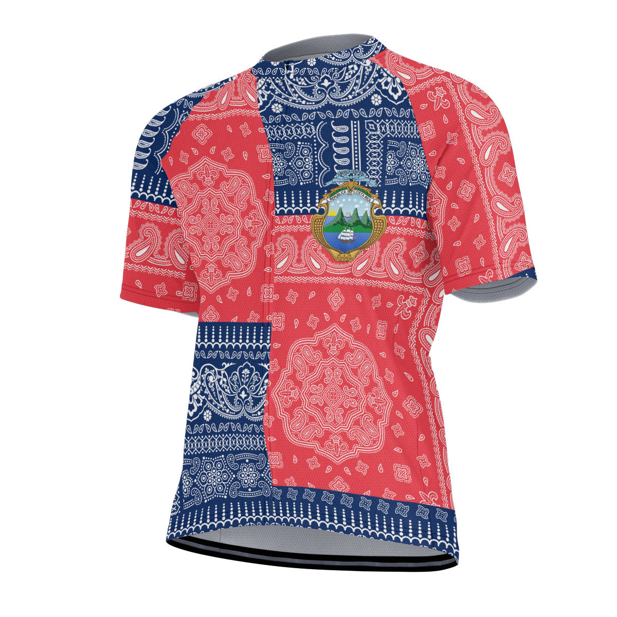 Costa Rica Men Cycling Jersey Flag And Paisley Basic Style 2