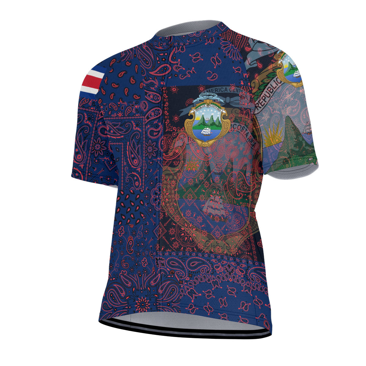 Costa Rica Men Cycling Jersey Paisley Flag And Skull Style 2