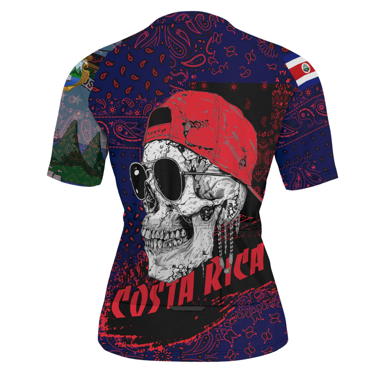 Costa Rica Men Cycling Jersey Paisley Flag And Skull Style 3