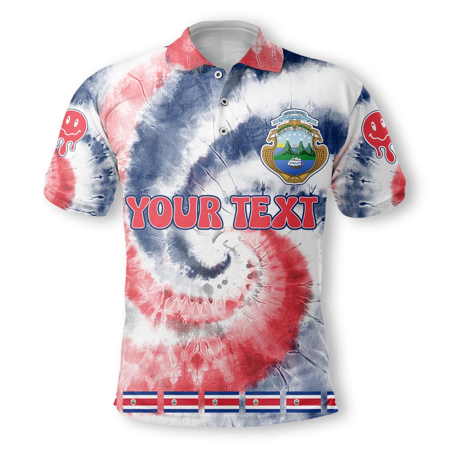 Costa Rica Polo Shirt Custom Tie Dye Style 2