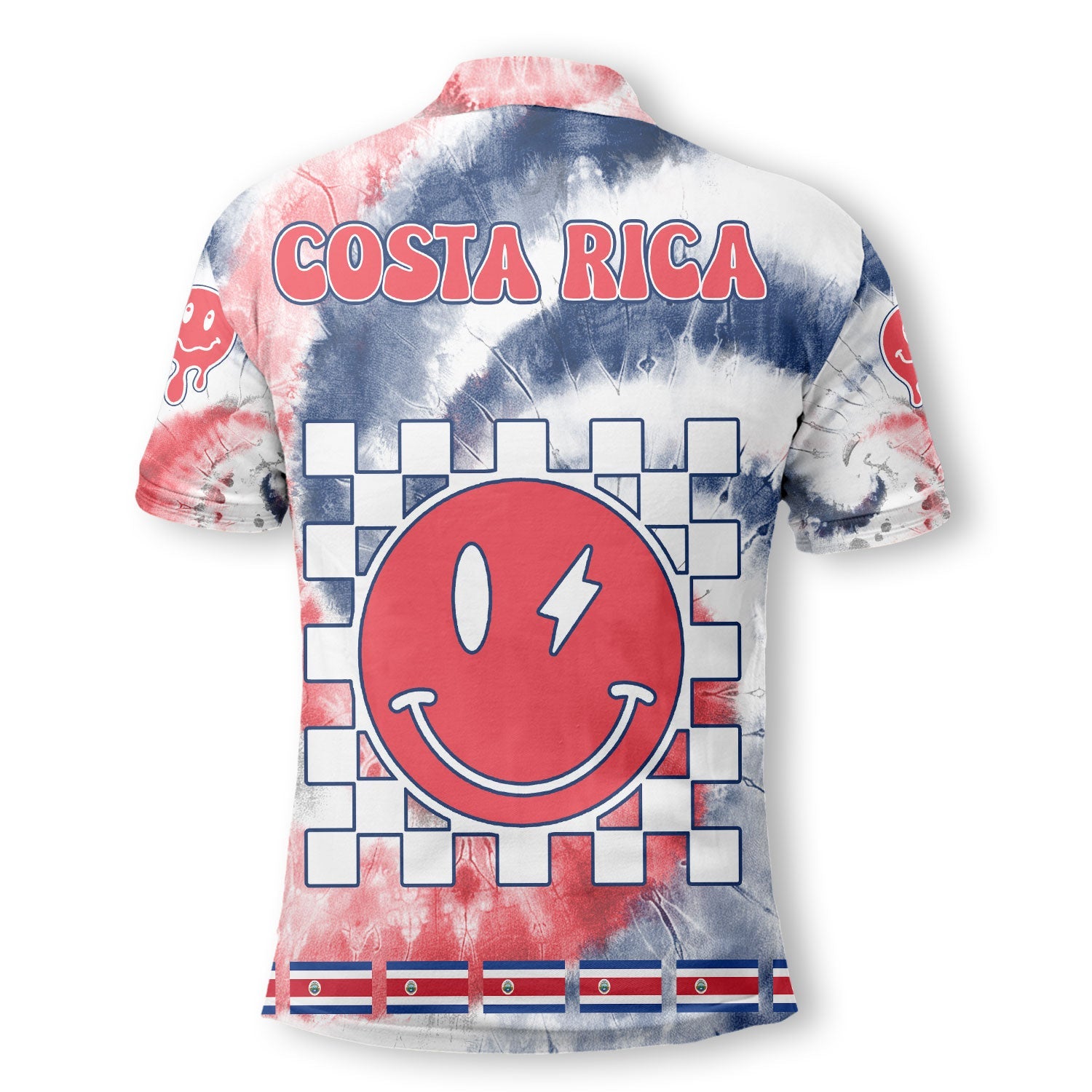 Costa Rica Polo Shirt Custom Tie Dye Style 3