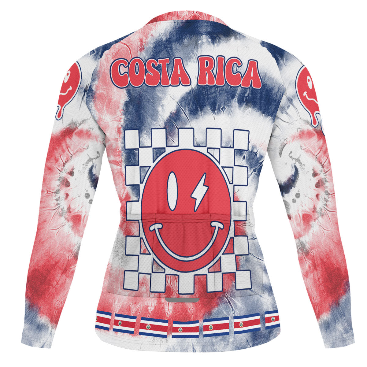 Costa Rica Raglan Men Cycling Jersey Long Sleeve Custom Tie Dye Style 1