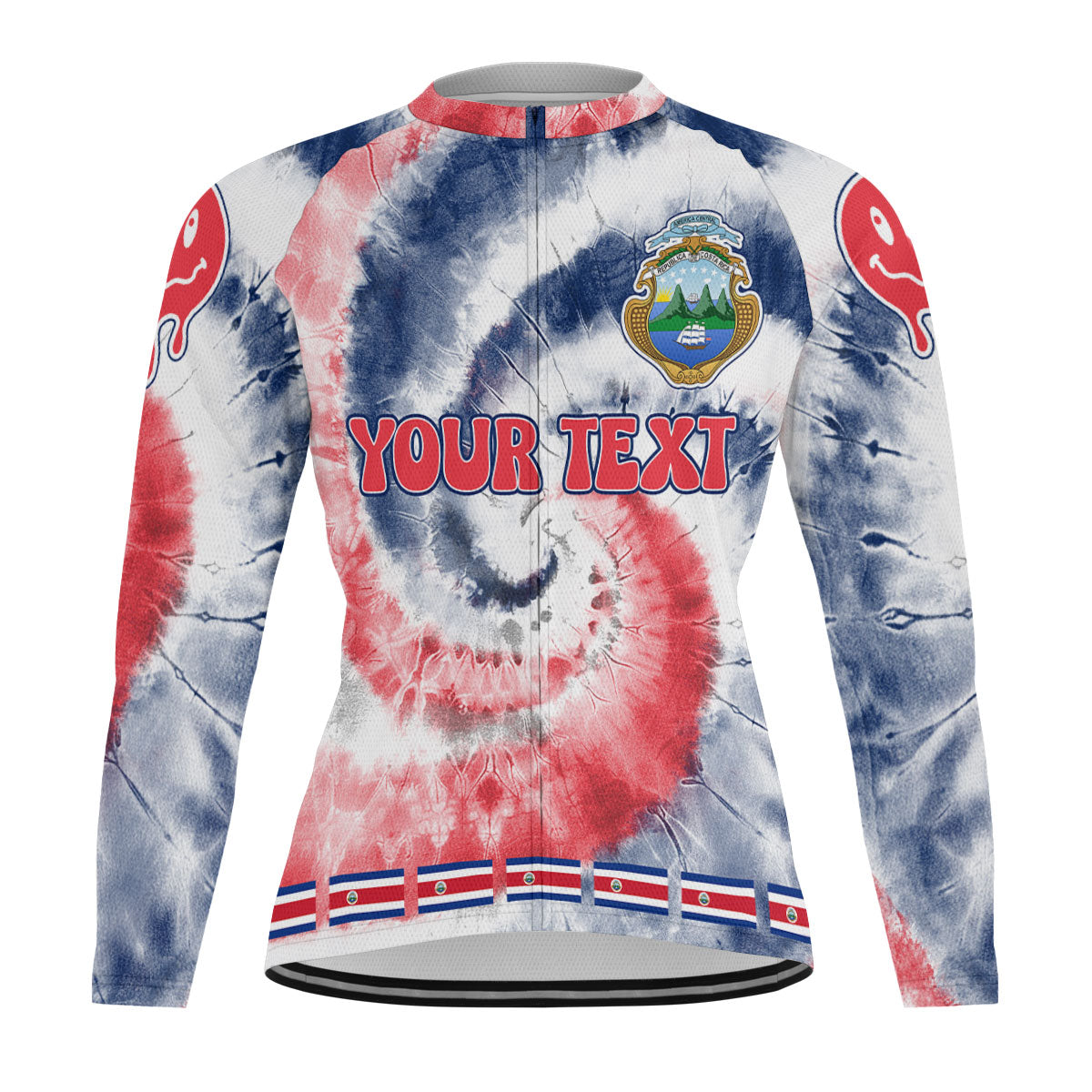 Costa Rica Raglan Men Cycling Jersey Long Sleeve Custom Tie Dye Style 2