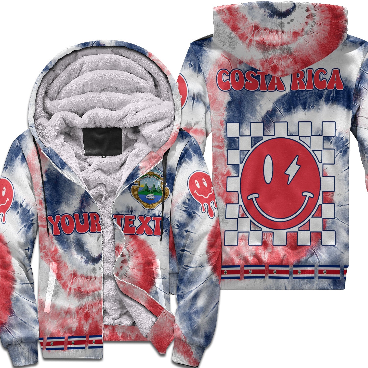 Costa Rica Sherpa Hoodie Custom Tie Dye Style 1