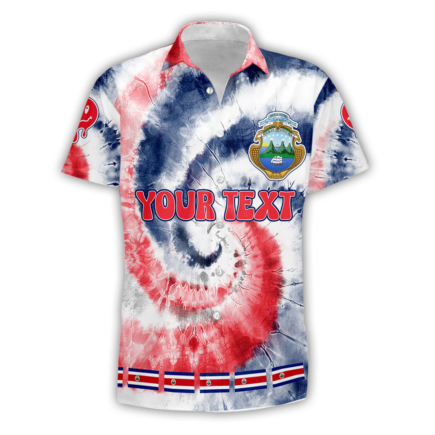 Costa Rica Short Sleeve Shirt Custom Tie Dye Style 1