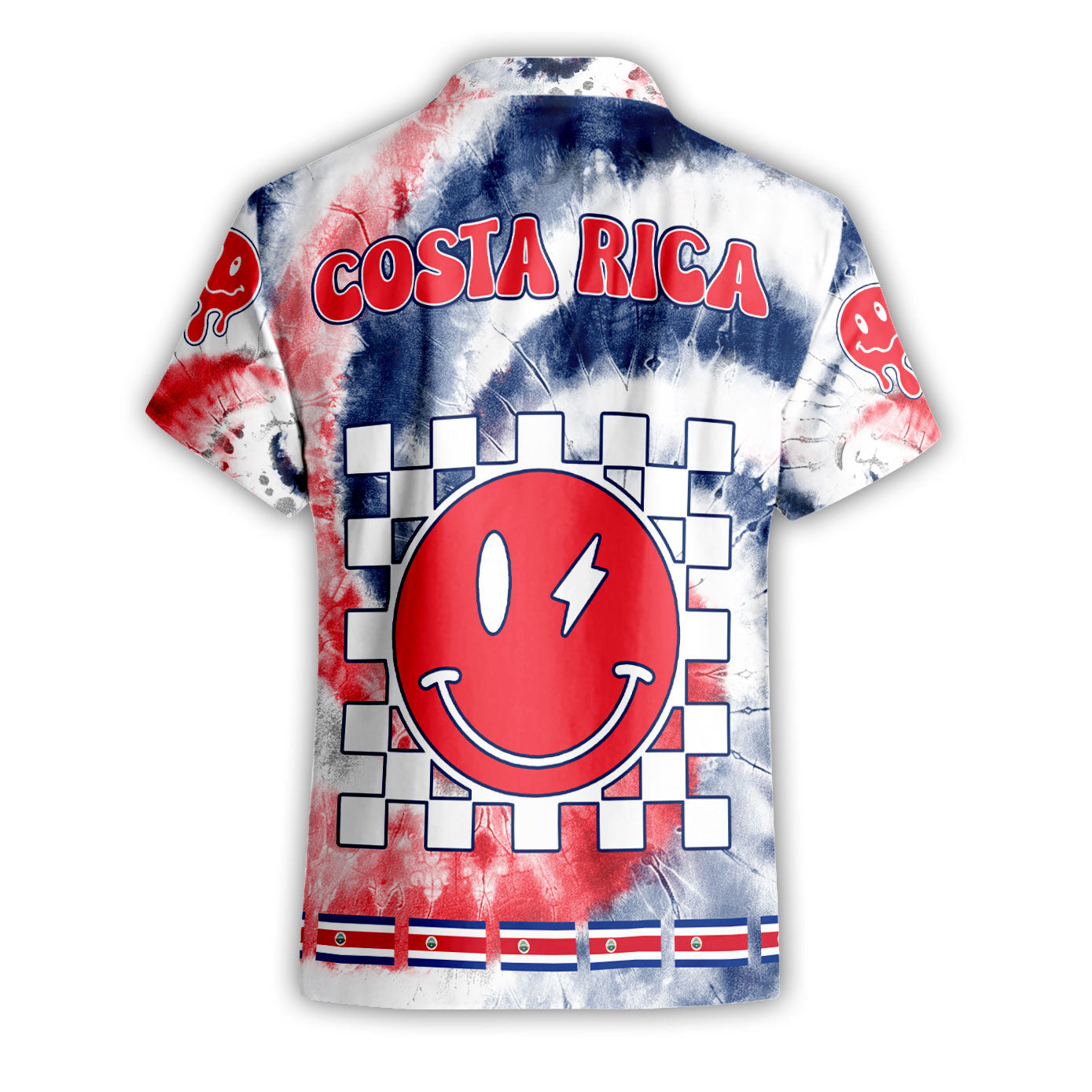 Costa Rica Short Sleeve Shirt Custom Tie Dye Style 2