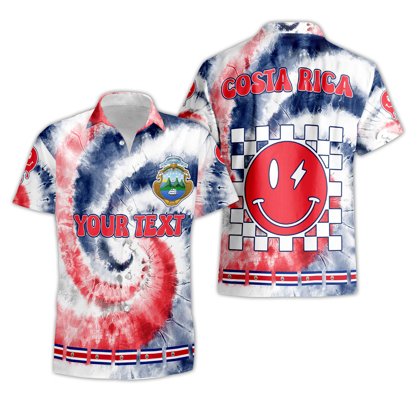 Costa Rica Short Sleeve Shirt Custom Tie Dye Style 3