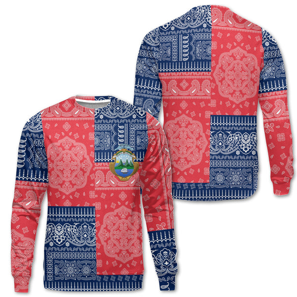 Costa Rica Sweatshirt Flag And Paisley Basic Style 1