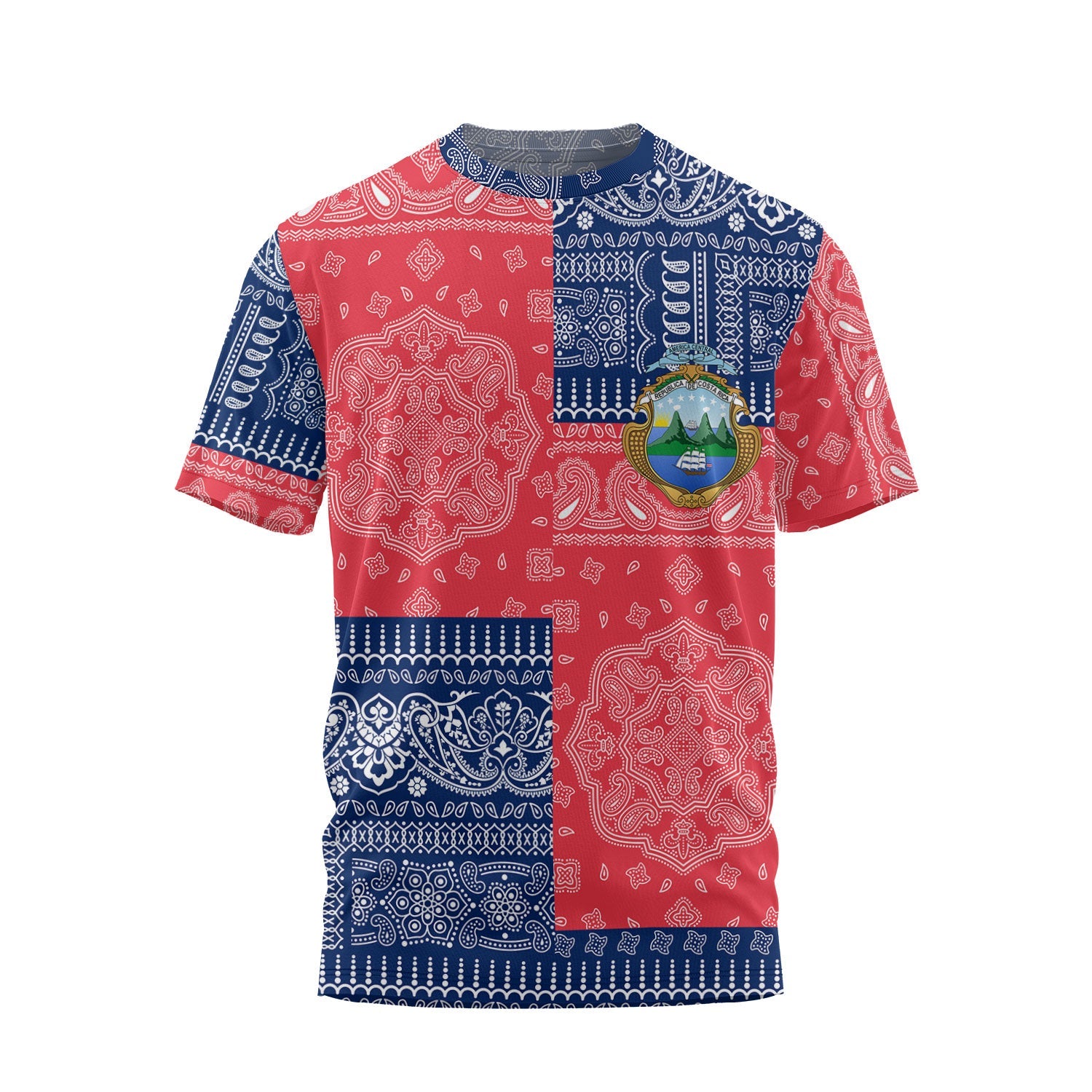 Costa Rica T Shirt Flag And Paisley Basic Style 2