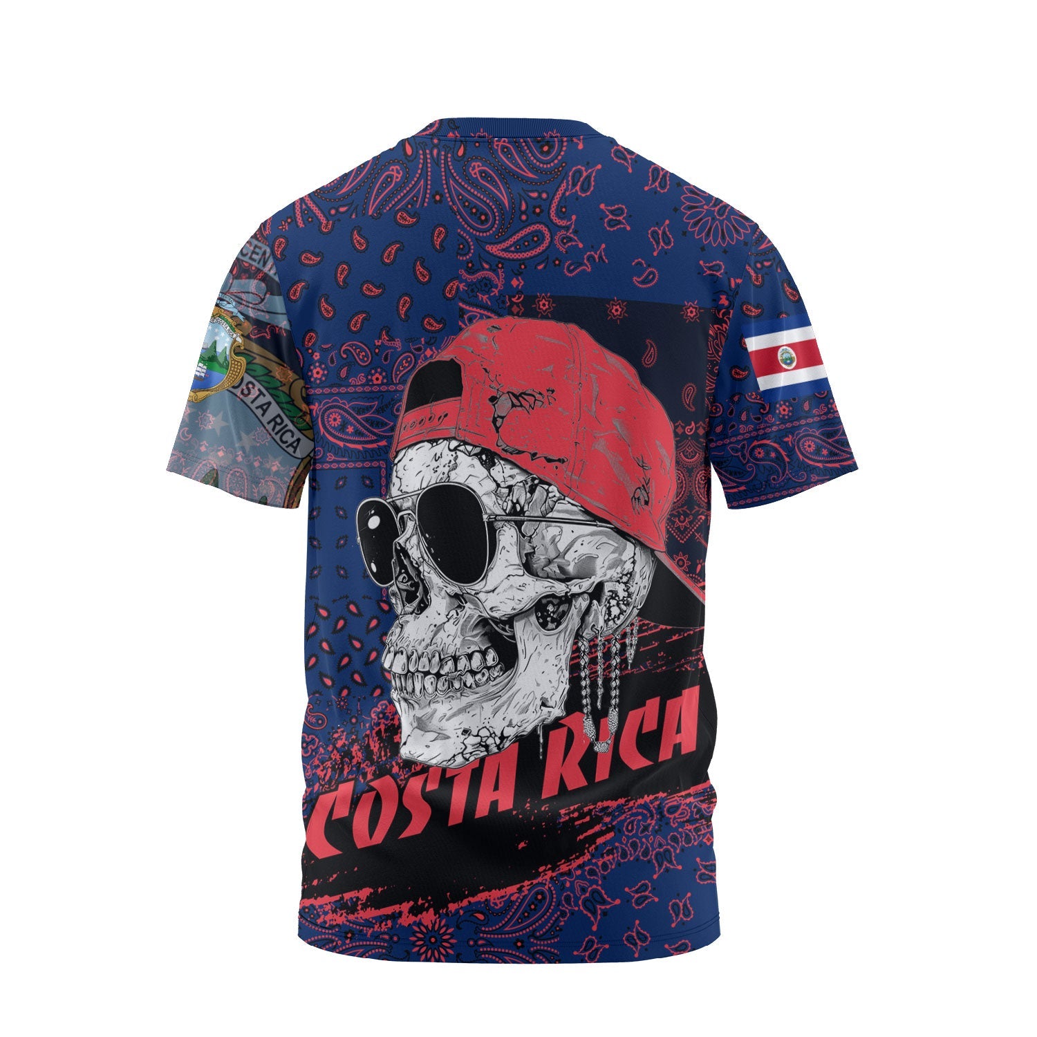 Costa Rica T Shirt Paisley Flag And Skull Style 2