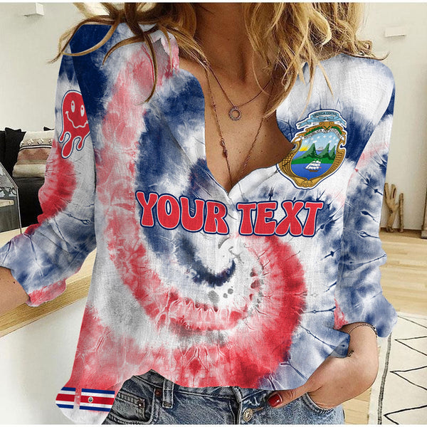 Costa Rica Women Casual Shirt Custom Tie Dye Style 1