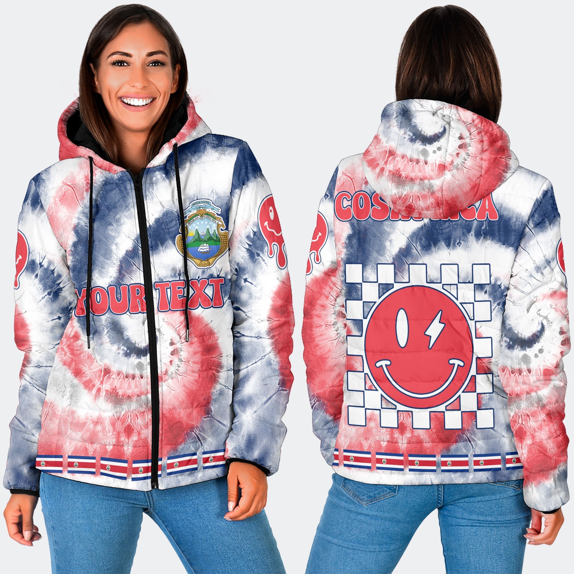 Costa Rica Women Hooded Padded Jacket Custom Tie Dye Style 3