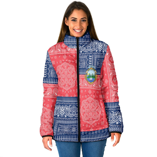 Costa Rica Women Padded Jacket Flag And Paisley Basic Style 1