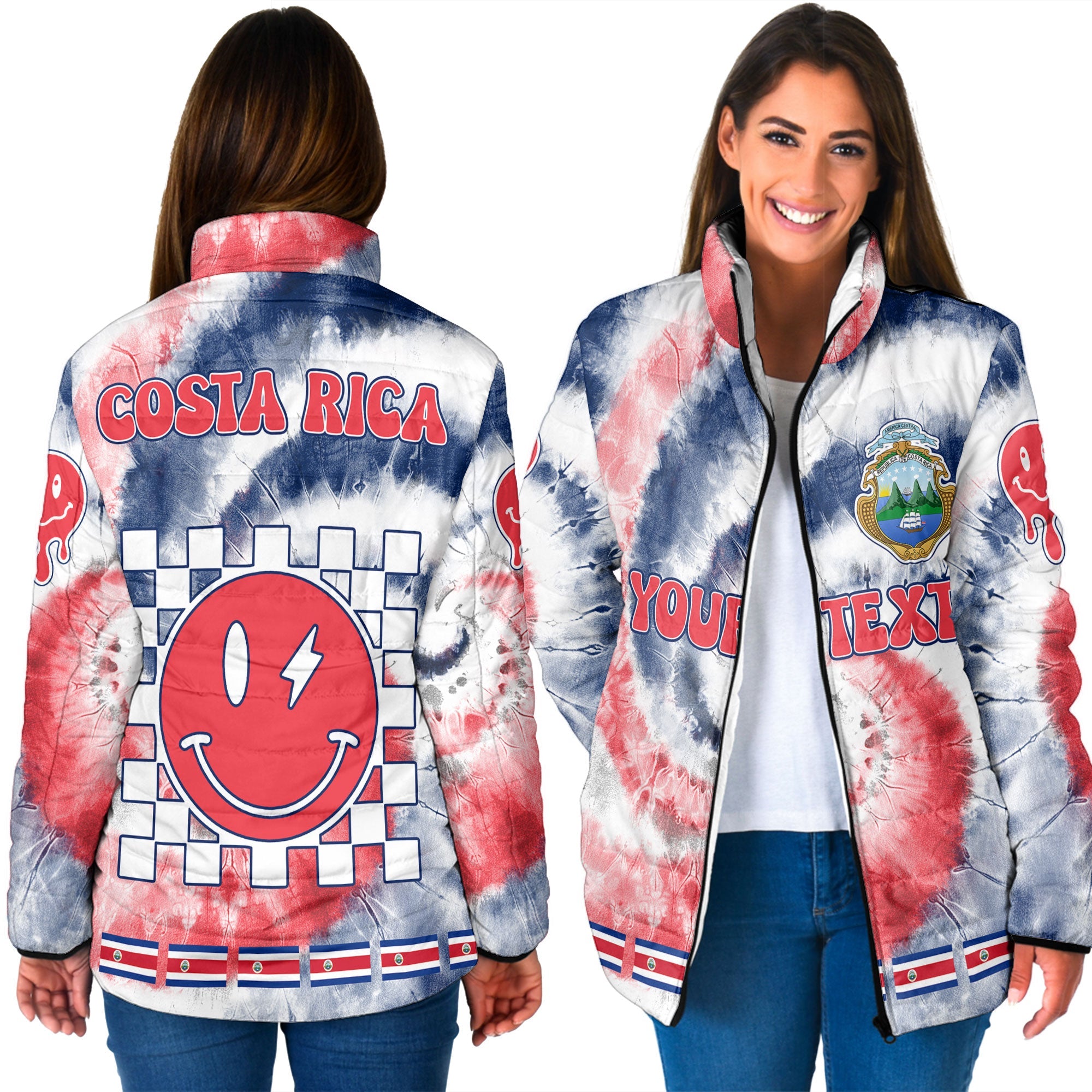 Costa Rica Women Padded Jacket Custom Tie Dye Style 3