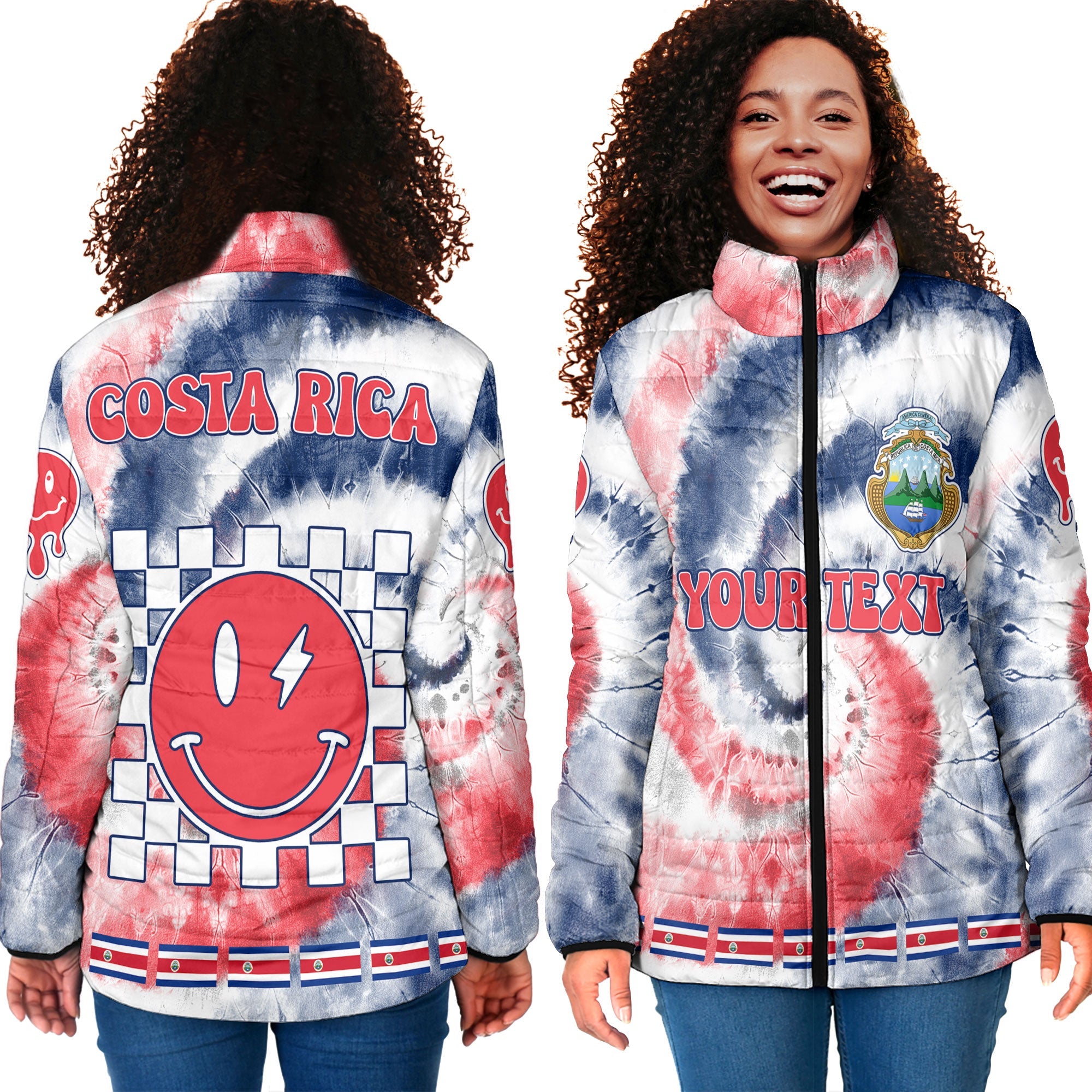 Costa Rica Women Padded Jacket Custom Tie Dye Style 4