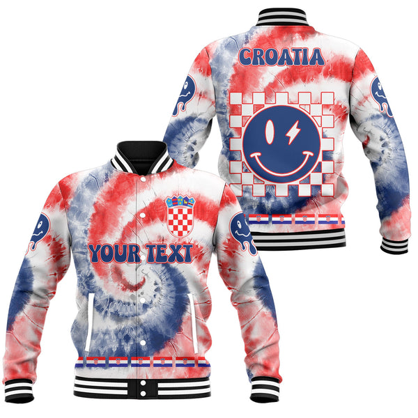 Croatia Baseball Jacket Custom Tie Dye Style 1