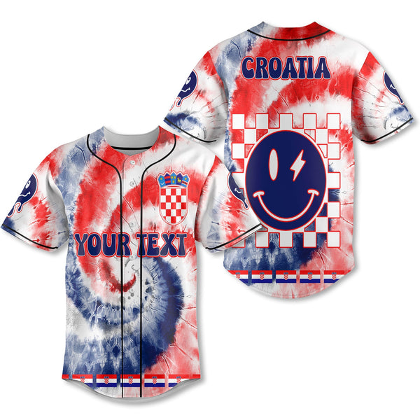 Croatia Baseball Jersey Custom Tie Dye Style 1