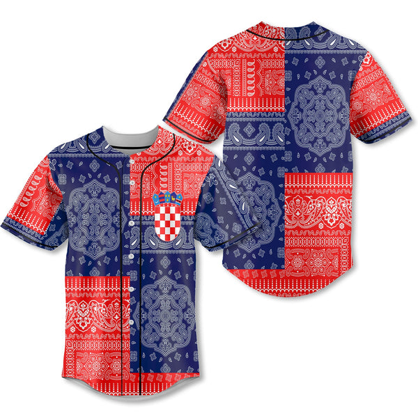 Croatia Baseball Jersey Flag And Paisley Basic Style 1