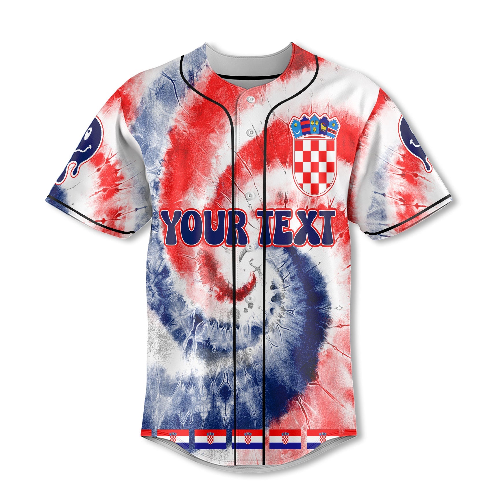 Croatia Baseball Jersey Custom Tie Dye Style 2