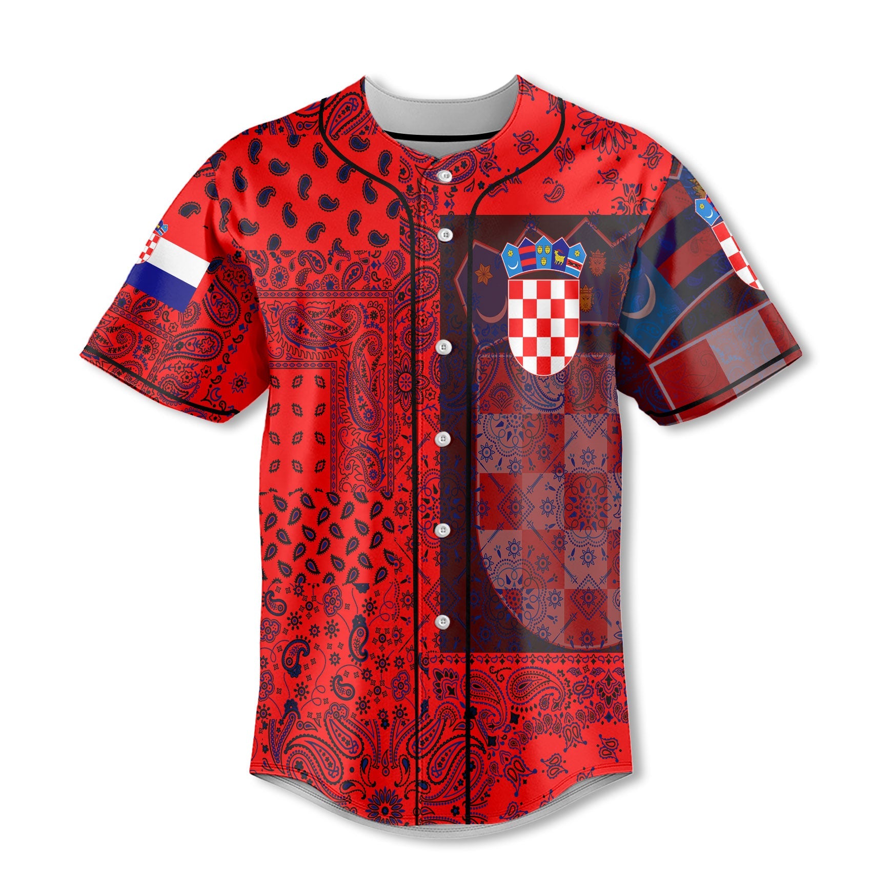 Croatia Baseball Jersey Paisley Flag And Skull Style 2