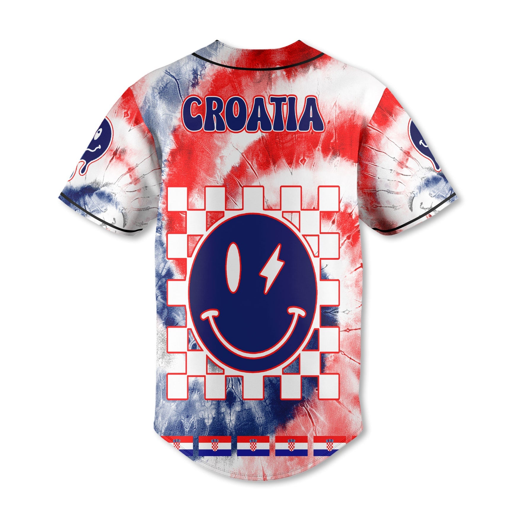 Croatia Baseball Jersey Custom Tie Dye Style 3