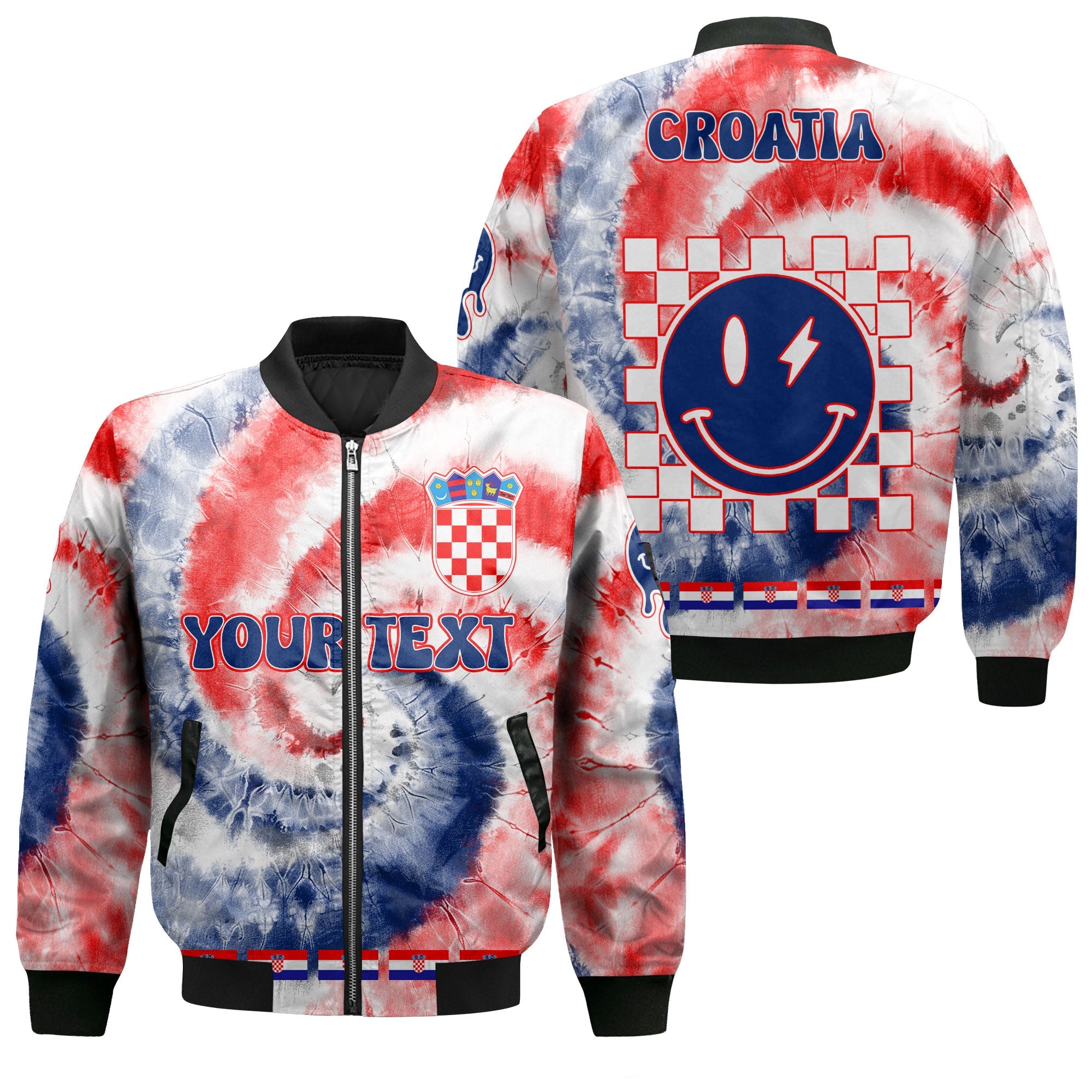 Croatia Bomber Jacket Custom Tie Dye Style 1