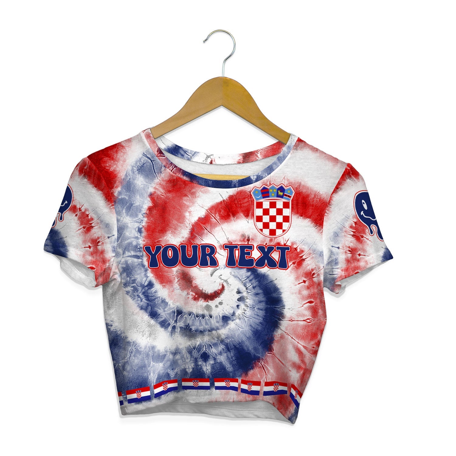 Croatia Croptop T Shirt Custom Tie Dye Style 1