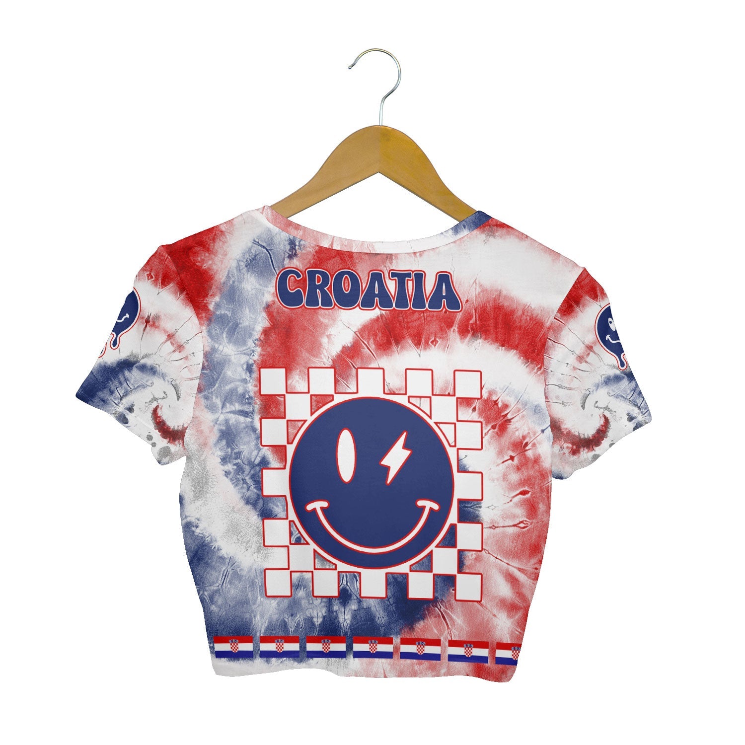 Croatia Croptop T Shirt Custom Tie Dye Style 2