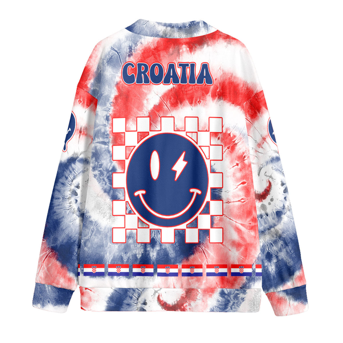 Croatia Fleece Cardigan Custom Tie Dye Style 2