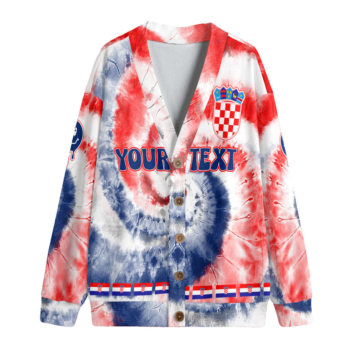 Croatia Fleece Cardigan Custom Tie Dye Style 4