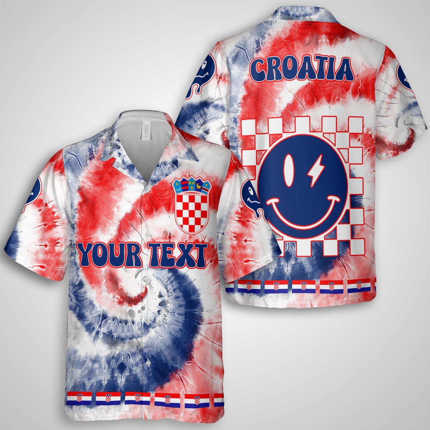 Croatia Hawaiian Shirt Custom Tie Dye Style 1