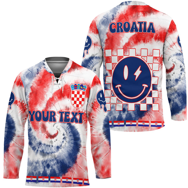 Croatia Hockey Jersey Custom Tie Dye Style 1