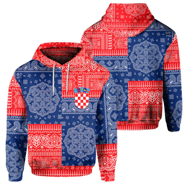 Croatia Hoodie Flag And Paisley Basic Style 1