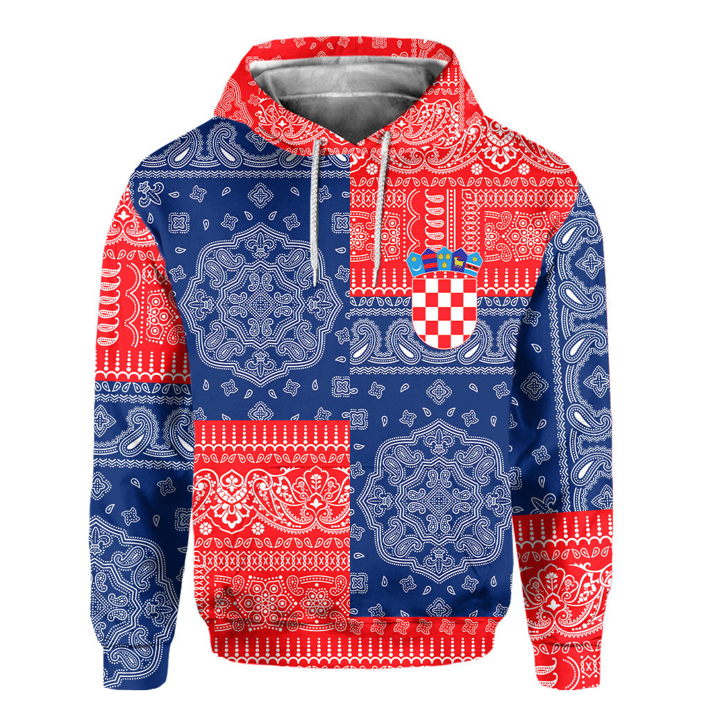 Croatia Hoodie Flag And Paisley Basic Style 2