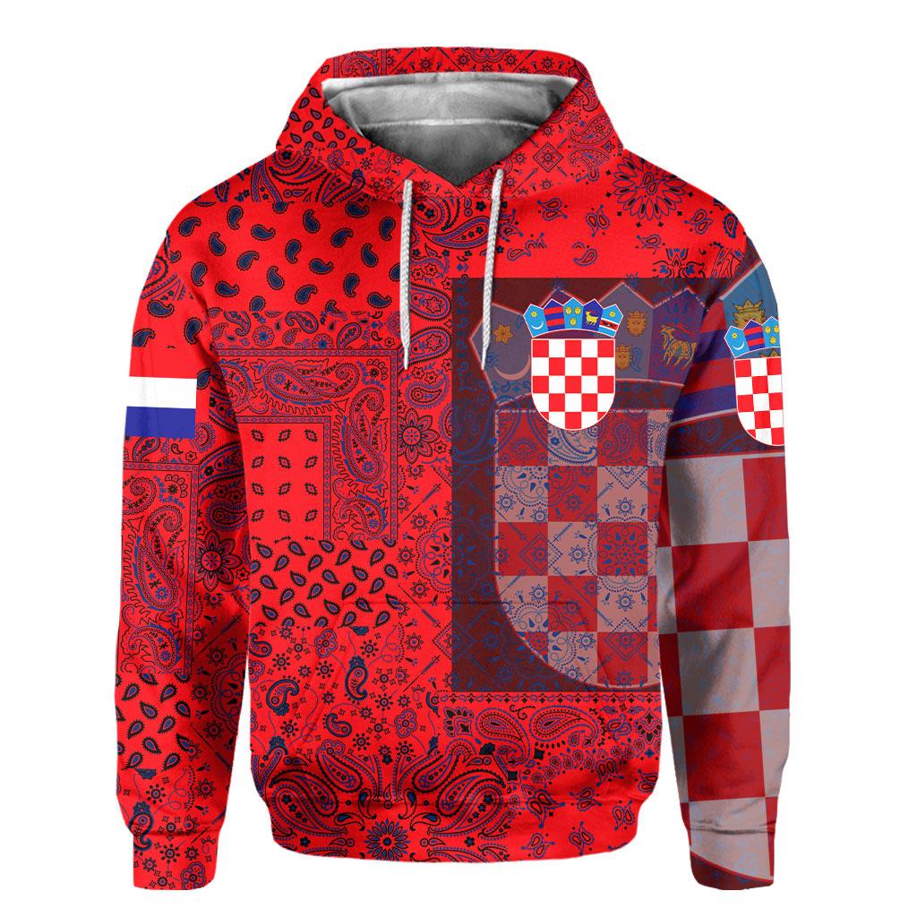 Croatia Hoodie Paisley Flag And Skull Style 2