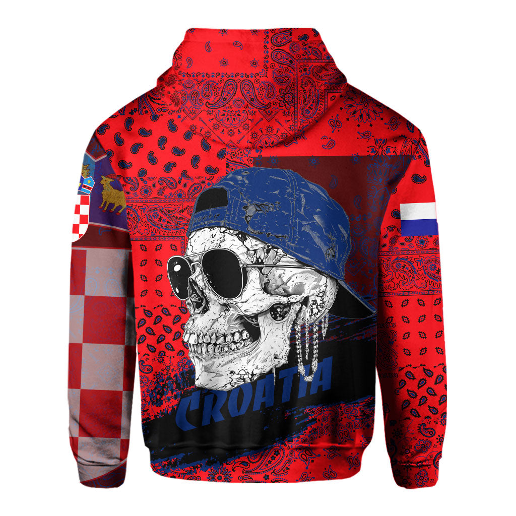 Croatia Hoodie Paisley Flag And Skull Style 3