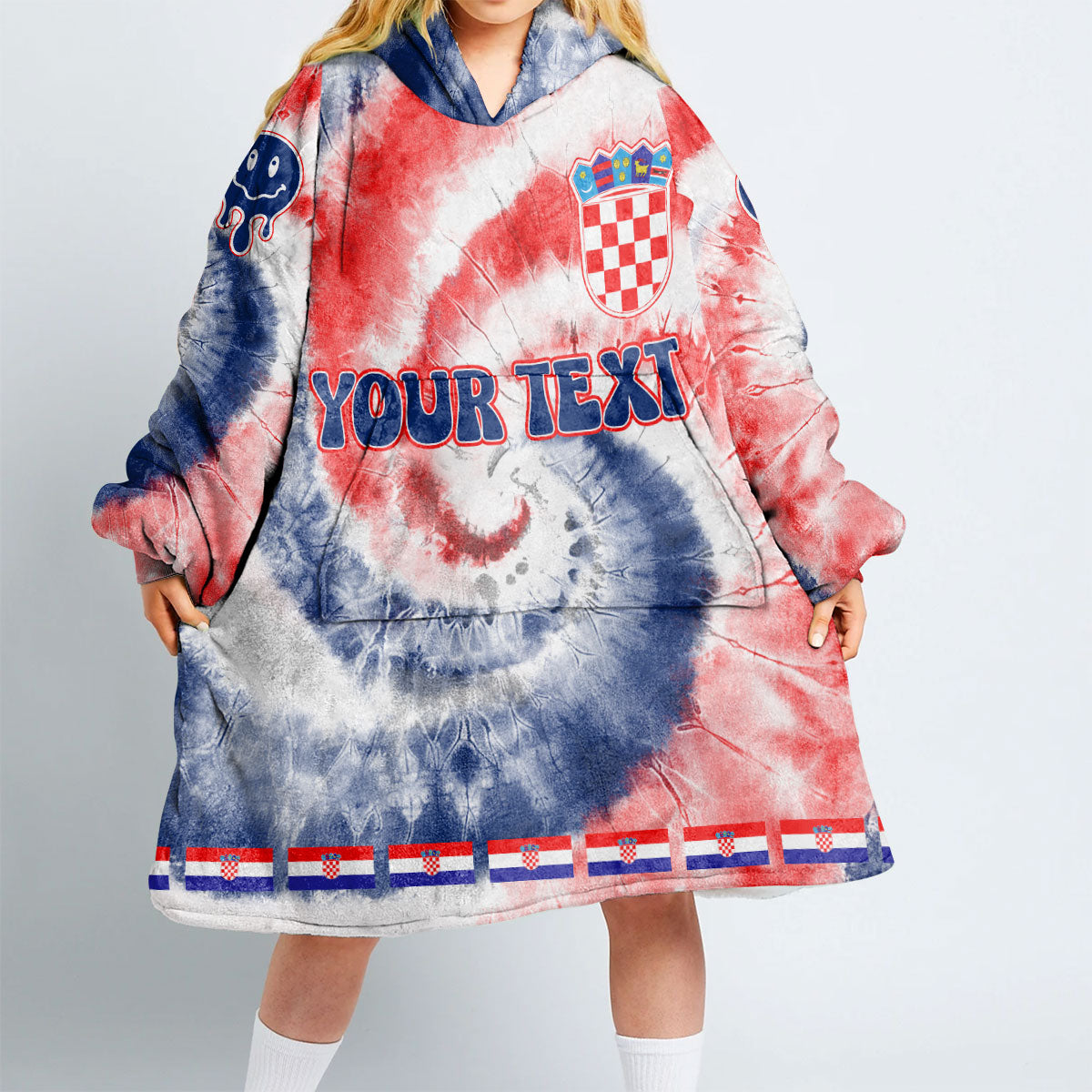 Croatia Hoodie Blanket Custom Tie Dye Style 2