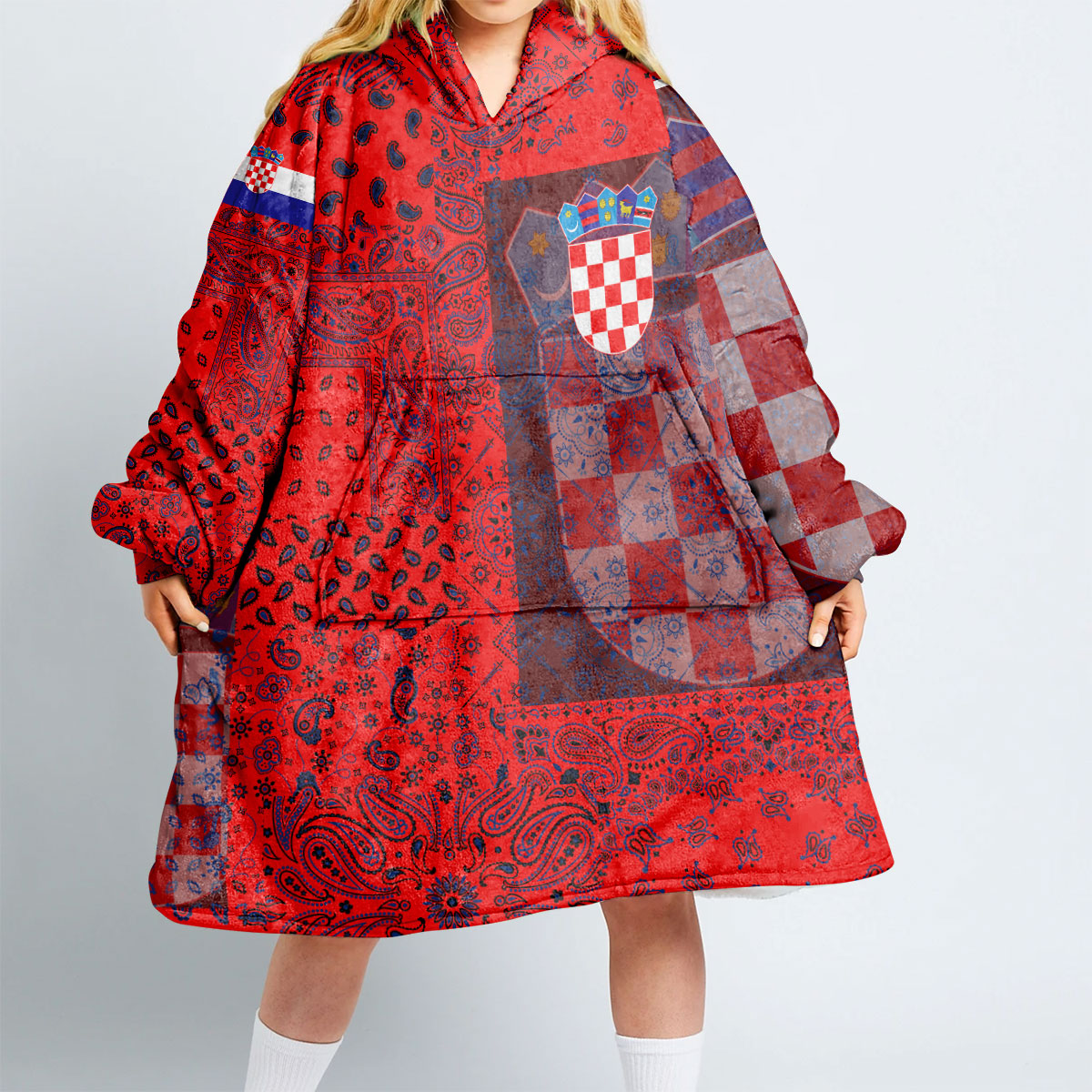 Croatia Hoodie Blanket Paisley Flag And Skull Style 2