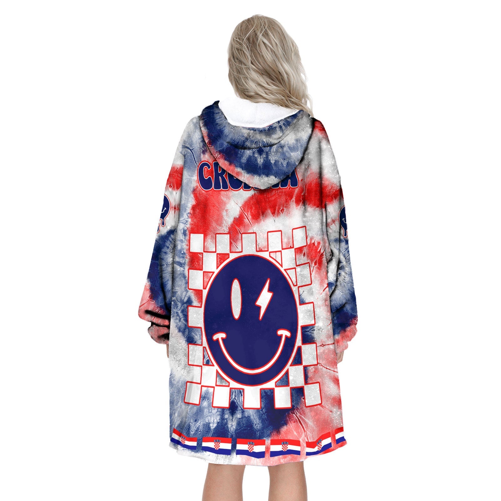 Croatia Hoodie Blanket Custom Tie Dye Style 3